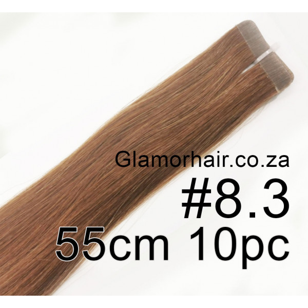 55cm *8.3 Light golden brown Tape in hair extensions 10pc European remy human hair