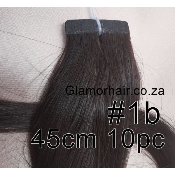 45cm *1b Black brown Tape in 10pc virgin Indian remy human hair