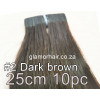 25cm *2 Dark brown Tape in 10pc Indian remy human hair