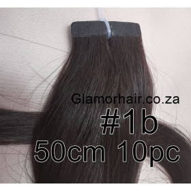 50cm *1b Black brown Tape in 10pc virgin  Indian remy human hair
