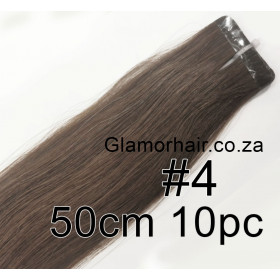 50cm *4 Chocolate brown Tape in 10pc Indian remy human hair