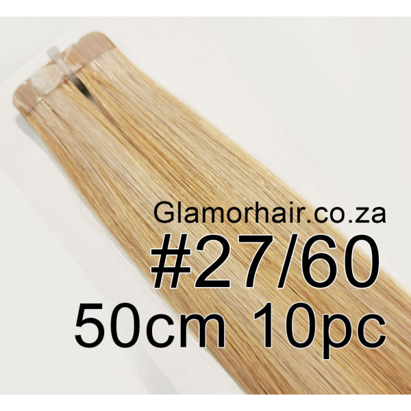 50cm *27/60 Golden white blonde mix Tape in hair extensions 10pc European  remy human hair
