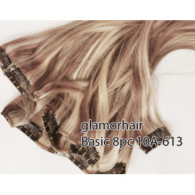 40cm (16inch) Light color 8pc basic clip in -100% Brazilian remy human hair