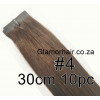 30cm *4 Chocolate brown Tape in 10pc Indian remy human hair