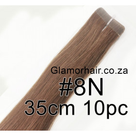 35cm *8N Light Natural brown Tape in hair extensions 10pc European remy human hair