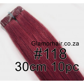 30cm *118 burgundy Tape in hair extensions 10pc European remy human hair
