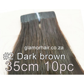35cm *2 Dark brown Tape in 10pc Indian remy human hair