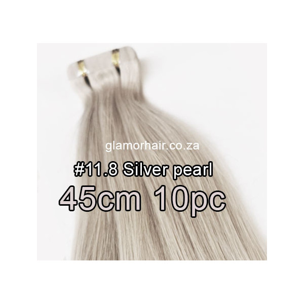 45cm *11.8 Silver pearl blonde Tape in hair extensions 10pc European remy human hair