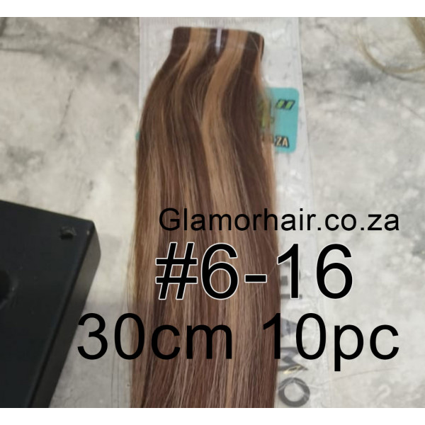 30cm *6-16 Chestnut blonde mix Tape in hair extensions 10pc European remy  human hair