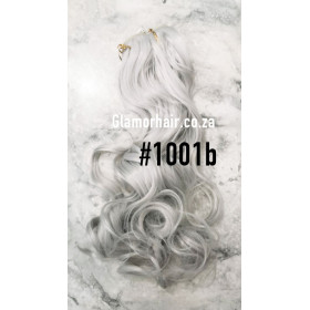 *1001B Silver platinum 55-60cm clip in hair extensions 10pc set- wavy, Synthetic