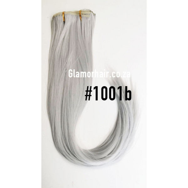 *1001B Silver platinum 55-60cm clip in hair extensions 10pc set- straight, Synthetic hair