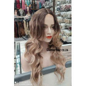 Rooted ash blonde m x 28inch small lace front wig-heat resistant synthetic wig NYL2368