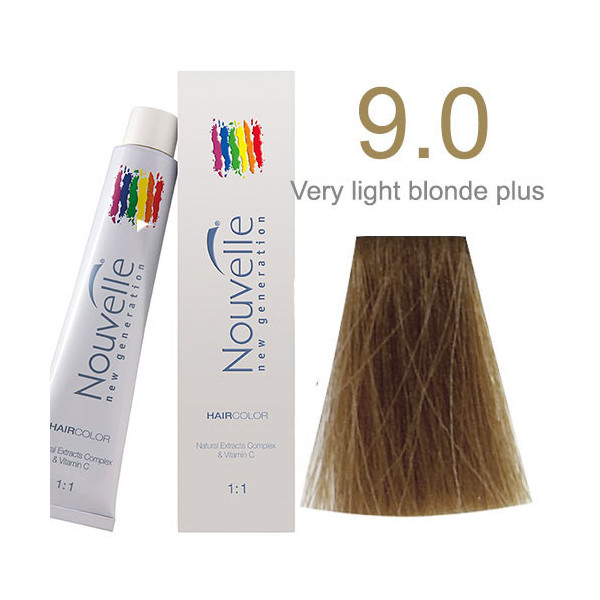 9.0 Lightest blonde plus Nouvelle permanent tint 100ml +100ml 20vol developer