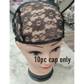 10 units of practice wig cap color black