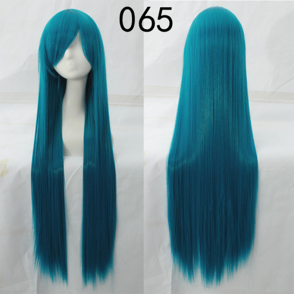 Blue long fringe straight cosplay wig (065)