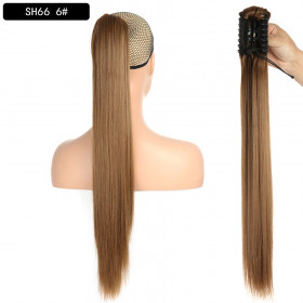 *6 chestnut brown, Straight, Claw clip synthetic ponytail