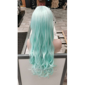 Minty blue wavy mid parting straight cosplay wig (28c)