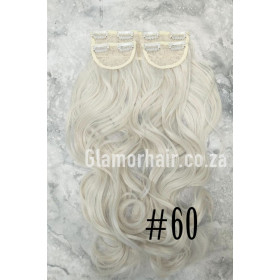 *60 Ash white blonde 60cm wavy Synthetic 3pc XXL clip in hair extensions