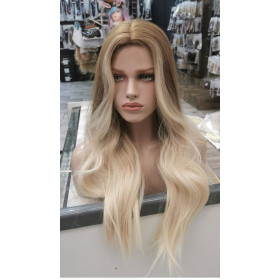 Light golden blonde rooted platinum blonde mid parting wig by Emmor-synthetic hair (LC6061)
