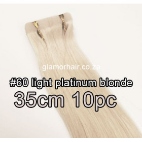 35cm *60 light platinum blonde Tape in hair extensions 10pc European remy human hair
