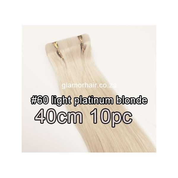 40cm *60 light platinum blonde Tape in hair extensions 10pc European remy human hair