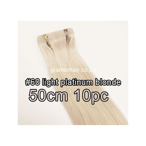 50cm *60 light platinum blonde Tape in hair extensions 10pc European remy  human hair