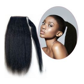 40cm basic 100% Yaki texture Brazilian human hair Velcro ponytail
