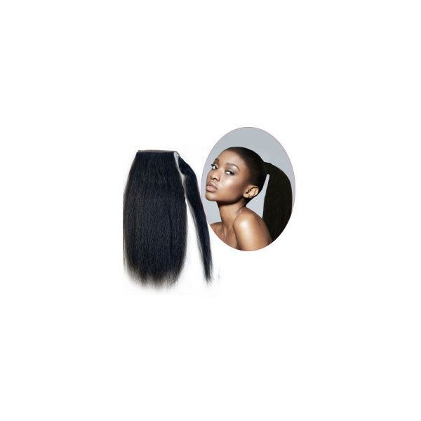 40cm basic 100% Yaki texture Brazilian human hair Velcro ponytail