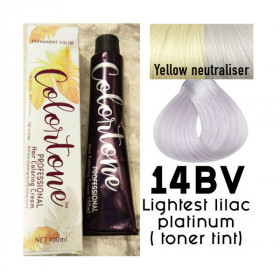 14BV Lightest lilac platinum (anti yellow) - Colortone professional  100ml +100ml 20 vol developer