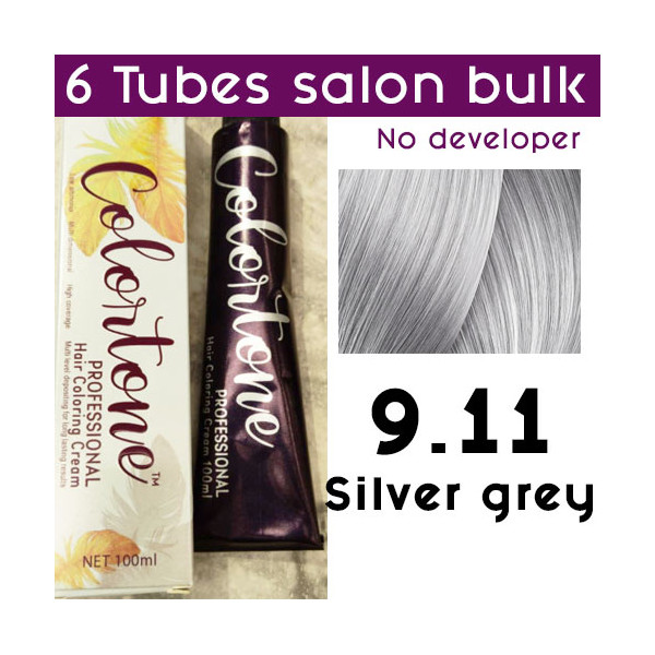 9.11 Silver grey - 6 TUBES pack  (same color, no developer) Colortone professional 100ML