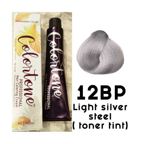12BP Light silver steel (toner tint) Colortone professional 100ml +100ml 20 vol developer