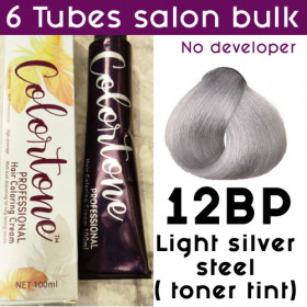 12BP Light silver steel  - 6 TUBES pack  (same color, no developer) Colortone professional 100ML