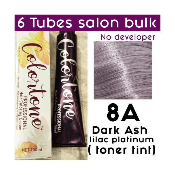 8A Dark ash lilac platinum - 6 TUBES pack  (same color, no developer) Colortone professional 100ML