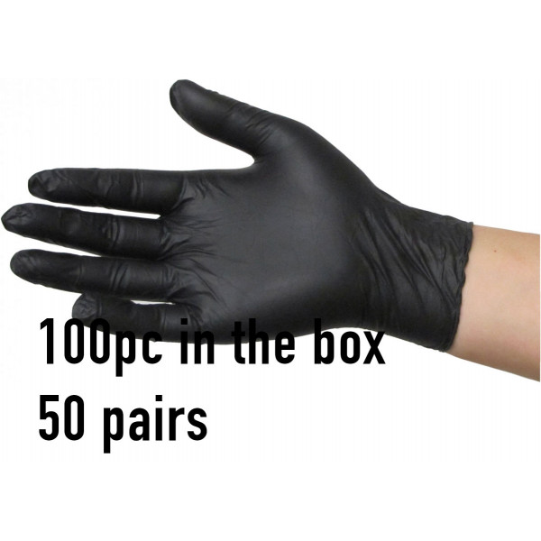 Black colored 100pc box gloves (powder free)