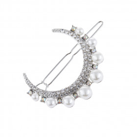 Pearl moon silver colored hair pin