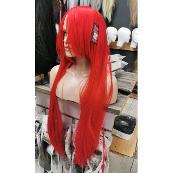Fire red long fringe straight cosplay wig (113)