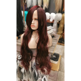 Black plum long fringe wavy cosplay wig
