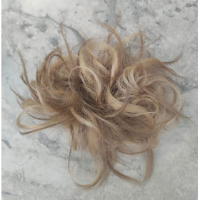*18-613 Ash golden platinum mix XL size 100% human hair scrunchie