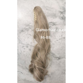 *6-88, Synthetic wavy, Claw clip on ponytail