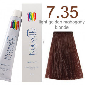 7.35 Light golden mahogany blonde Nouvelle permanent tint 100ml +100ml 20vol developer