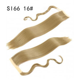 *16 Medium ash  blonde, velcro straight ponytail 55cm by ProExtend
