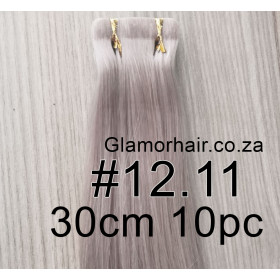 30cm 12.11 True silver Tape in hair extensions 10pc European remy human hair