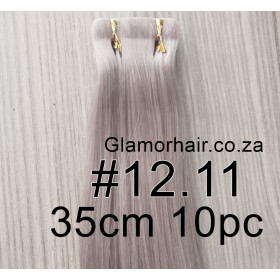 35cm *12.11 True silver Tape in hair extensions 10pc European remy human hair