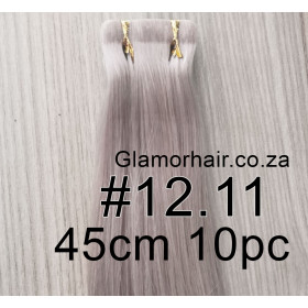 45cm *12.11 True silver Tape in hair extensions 10pc European remy human hair