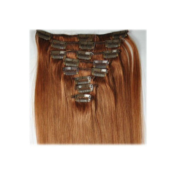 *30* Auburn brown 65cm clip in hair extensions 10pc set- Straight, Synthetic hair