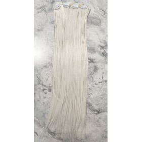 *60M-1001B Silver platinum blonde mix, 55-60cm clip in, 10pc set, straight, synthetic hair