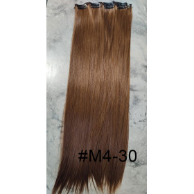 *4M-30 Chestnut brown mix 55-60cm clip in hair extensions 10pc set- straight, Synthetic hair