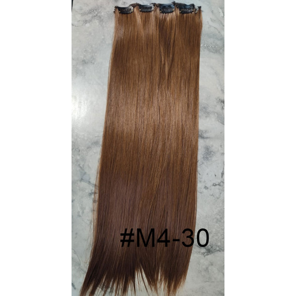 *4M-30 Chestnut brown mix 55-60cm clip in hair extensions 10pc set-  straight, Synthetic hair