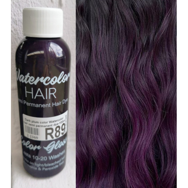 Dark plum Watercolor hair semi permanent dye 100ml