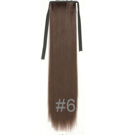 *6A  Chestnut brown, tie on straight ponytail 55cm by ProExtend